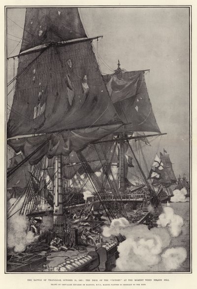 The Battle of Trafalgar, 21 October 1805, the Deck of the Victory at the Moment when Nelson Fell by Eduardo de Martino